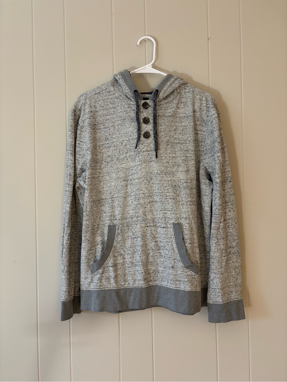 urban pipeline Light Gray Marled Hooded Henley Sweatshirt
